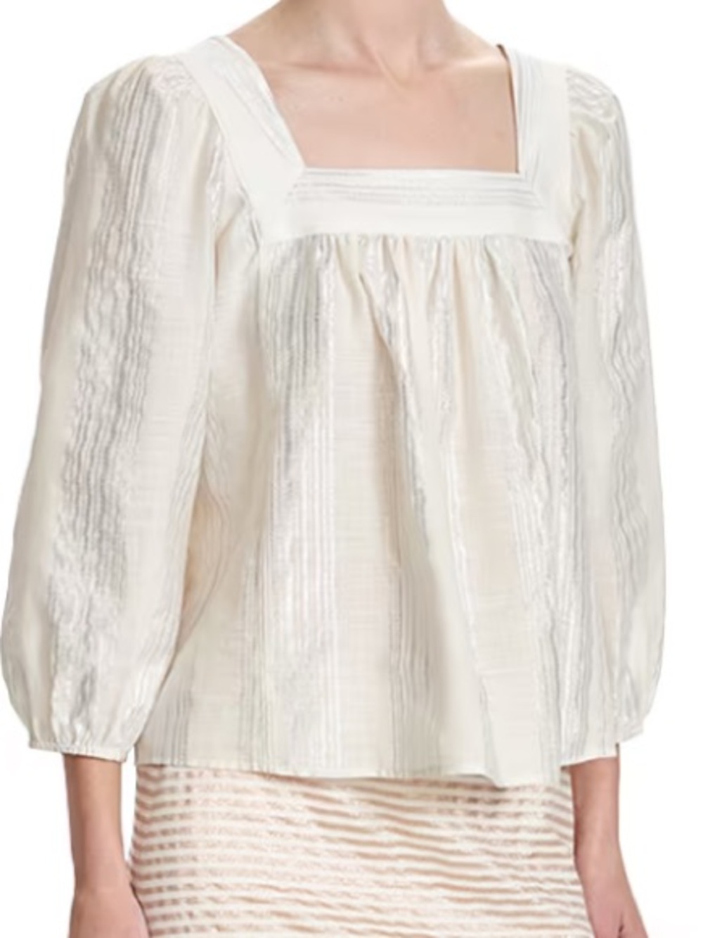 Corey Lynn Calter Anthropologie top medium square neck puff sleeve
